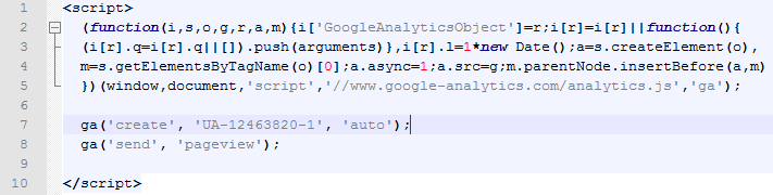Exemple de tag de la solution Google Analytics